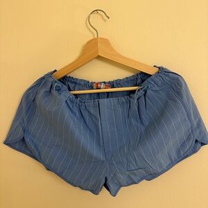 Urban Outfitters Blue Pinstripe Elastic-Waist Athletic Shorts